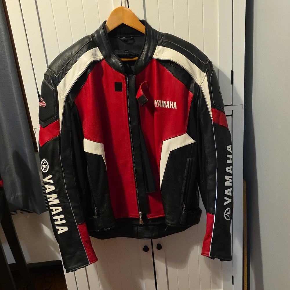 Yamaha Men's Red and Black Motorcycle Jacket